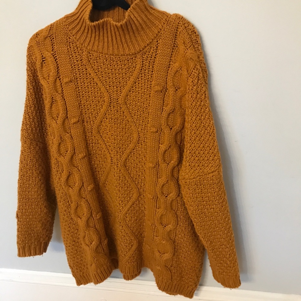 Chunky knit oversized mustard sweater